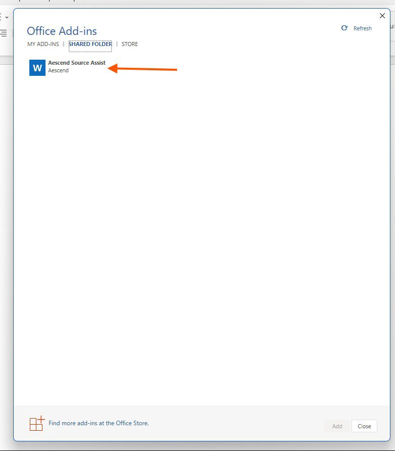 Shared Folder with Aescend Source Assist selected